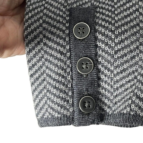 TALBOTS SZ M Knit Blazer Jacket 100% Merino Wool Gray Herringbone Pockets NEW - Picture 5 of 11